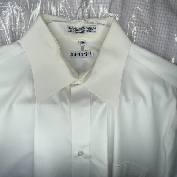 ARMANDO SINGLE NEEDLE Tailoring DRESS SHIRT COTTON / POLYESTER 15.5 34/35 White - Picture 4 of 5